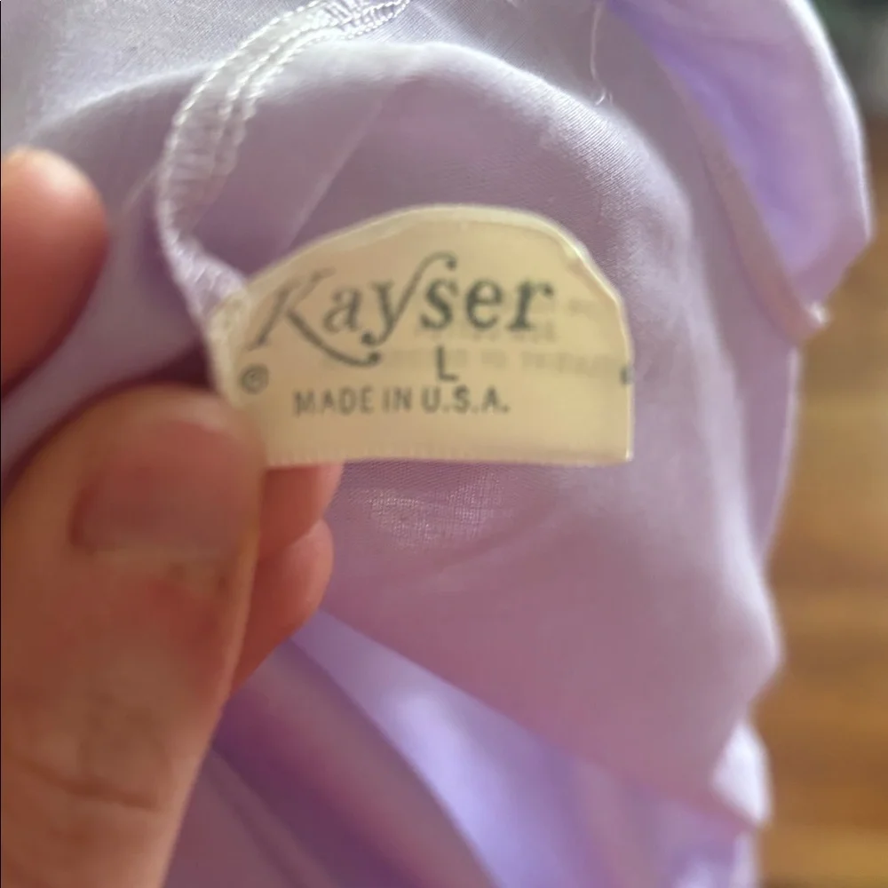 Vintage Kayser Short Sleeve Lace Trim Button Up Nightgown
